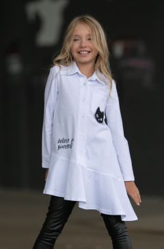Dievčenská predĺžená biela košeľa All for kids