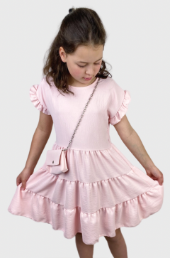Dievčenské ružové šaty s kabelkou