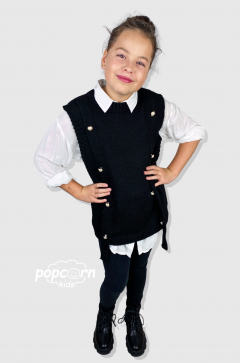 Dievčenská pletená vesta čierna PEARL