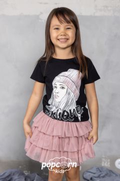 Dievčenské čierne tričko UNIQUE All for kids