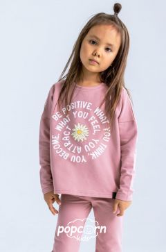 Dievčenské zateplené tričko FLOWER pink All for kids
