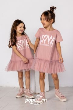 Dievčenské tylové šaty LOVE pink All for kids