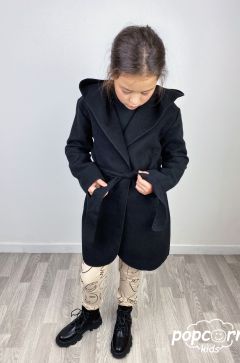 Dievčenský flaušový plášť čierny