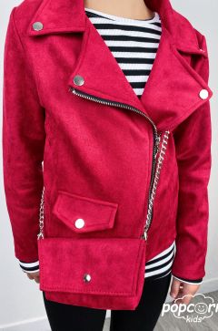 Dievčenská červená bunda s kabelkou