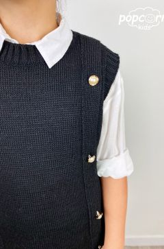 Dievčenská pletená vesta čierna PEARL