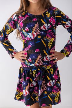 Dievčenské kvetované šaty exotic Lily Grey