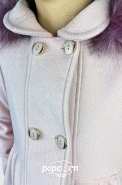 Dievčenský ružový kabát s kabelkou