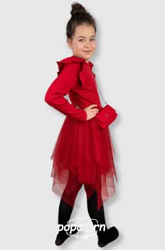 Dievčenské červené šaty s kabelkou