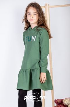 Dievčenské zelené šaty FUN