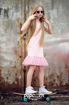Dievčenské šaty pink VOGA GIRL
