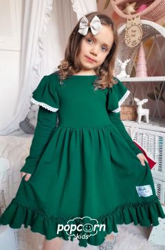 Dievčenské vianočné GREEN šaty EMA