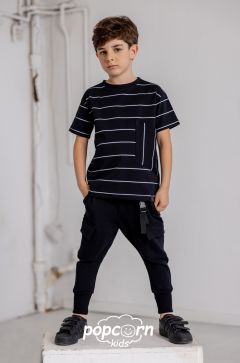 Chlapčenské tričko STRIPES black All for kids