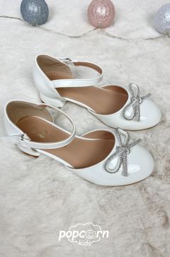 Dievčenské elegantné sandáliky BOW white