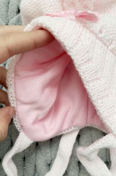 Baby pletená čiapka s mašličkou pink