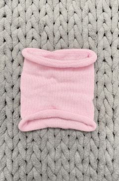 Baby set pletenej čiapky s bombuľkami + nákrčníku pink