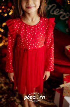 Dievčenské červené šaty stars Lily Grey