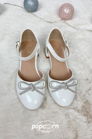 Dievčenské elegantné sandáliky BOW white