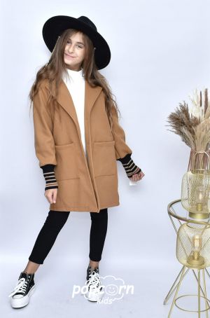Dievčenský jarný kabát CAPPUCCINO