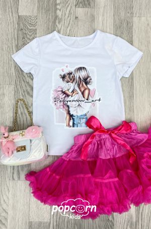 Dievčenské tričko MAMA a DCÉRA pink