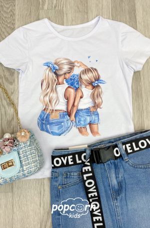 Dievčenské tričko MAMA a DCÉRA blue