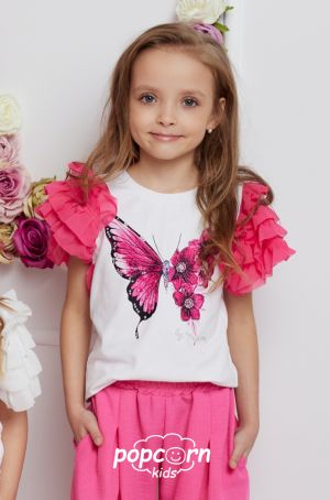 Dievčenské tričko BUTTERFLY pink MałaMi