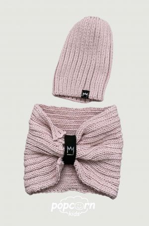 Dievčenský set čiapka+nákrčník ružový MIMI