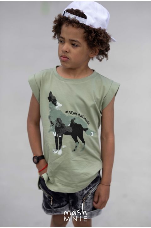 Chlapčenské zelené tričko s vlkom Mash Mnie