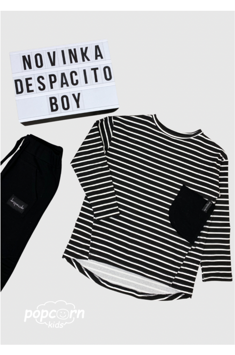 Chlapčenské prúžkované tričko čierne DESPACITO
