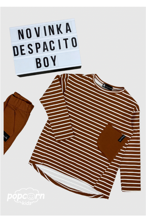 Chlapčenské prúžkované tričko škoricové DESPACITO