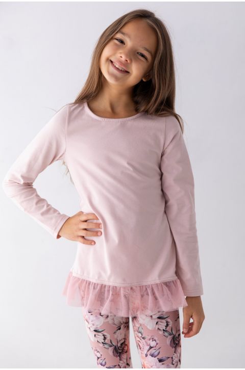 Dievčenské ružové tričko s tylom Lily Grey